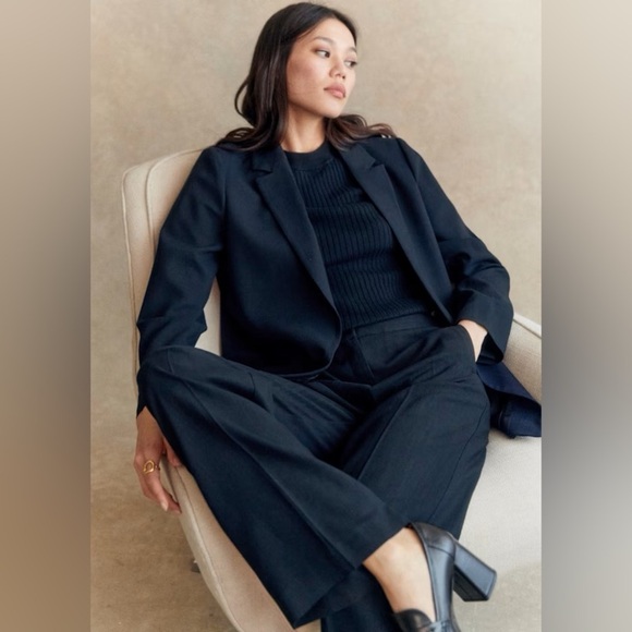 New! Sezane High Waisted Wide Leg Navy Martin Trousers 💙 size 36/ US 4 - Picture 8 of 9